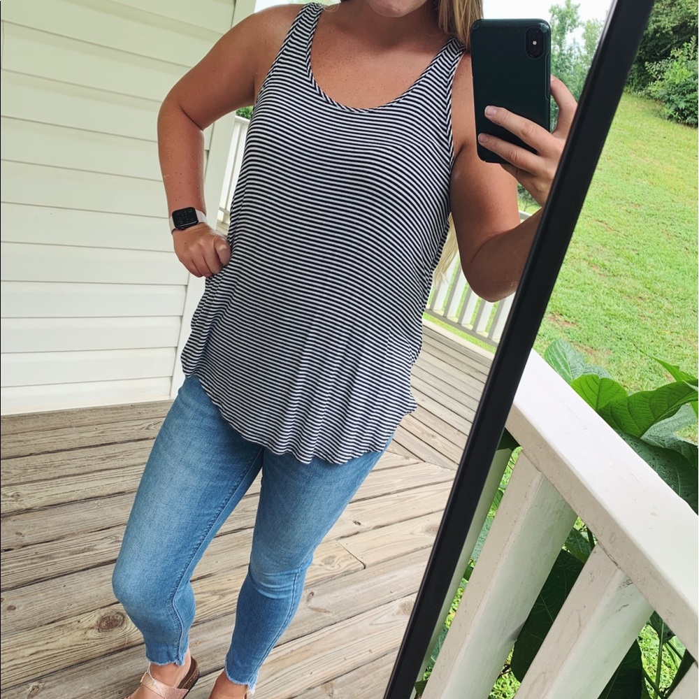 Detailed Striped Tank Top